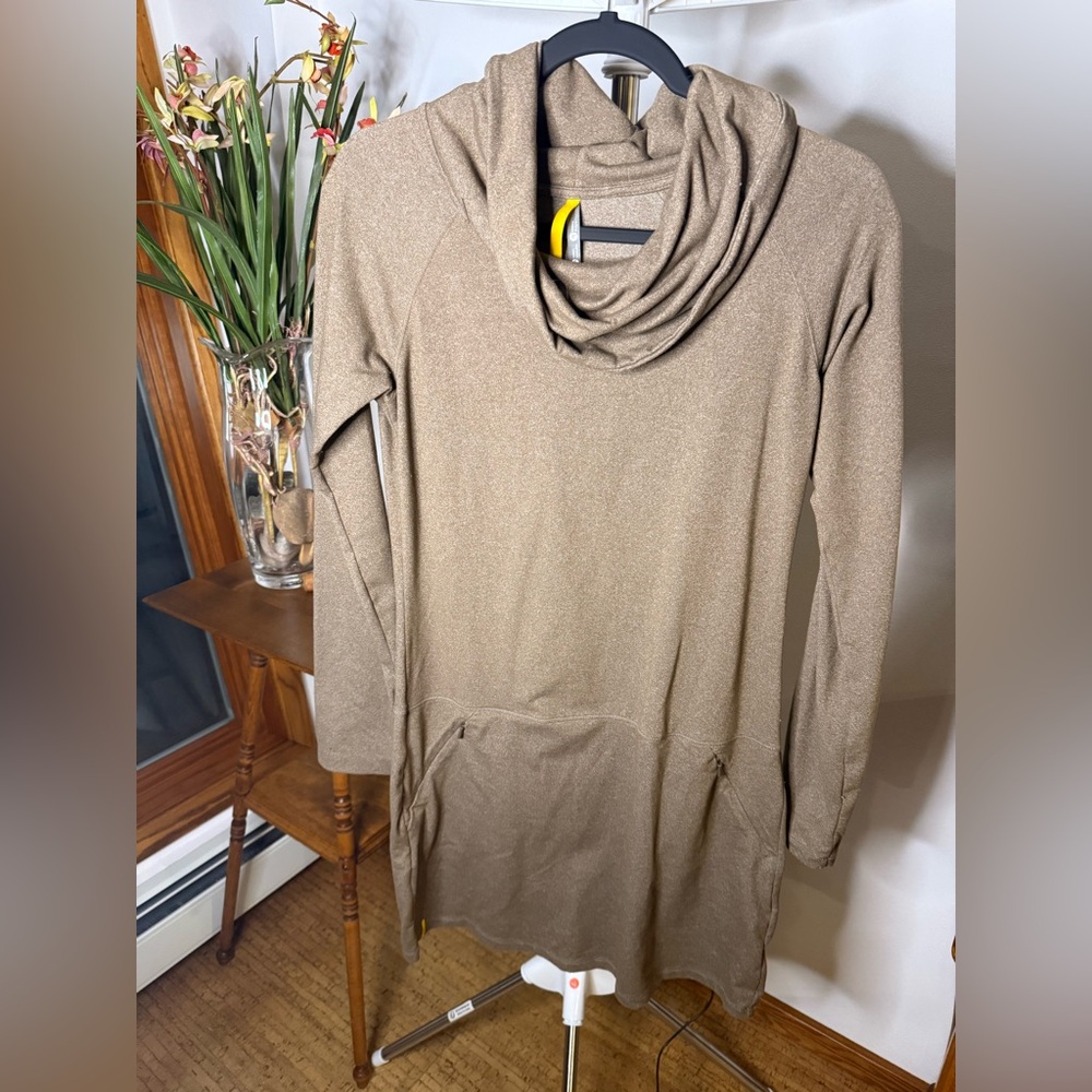 Lole Cozy Cowl Neck Tan Women's Sweater Dress